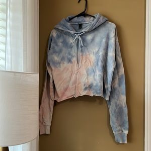 Wild Fable Cropped Hoodie, size m, pink and blue tie dye